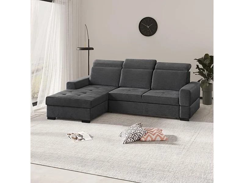 ECKSCHLAFSOFA Alex Mini dunkelgrau links