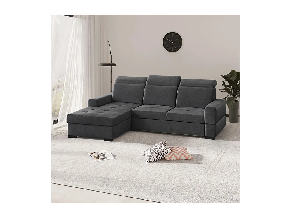 ECKSCHLAFSOFA Alex Mini dunkelgrau links