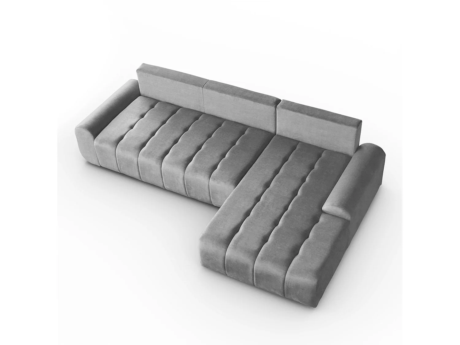 Ecksofa Costa L - mit Schlaffunktion & Bettkasten – Stoff Vogue in Grau, Ottomane rechts