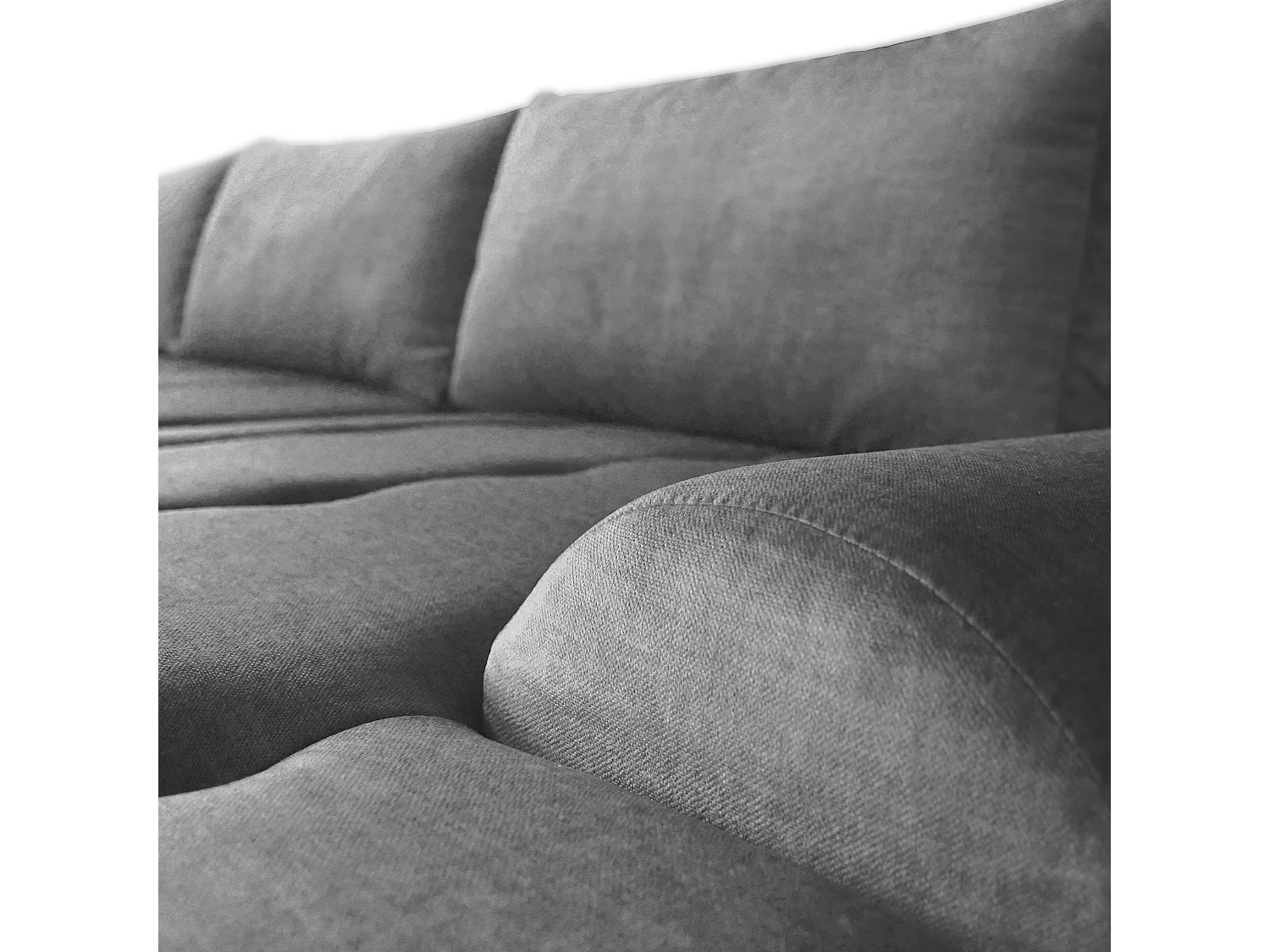 Ecksofa Costa L - mit Schlaffunktion & Bettkasten – Stoff Vogue in Grau, Ottomane rechts