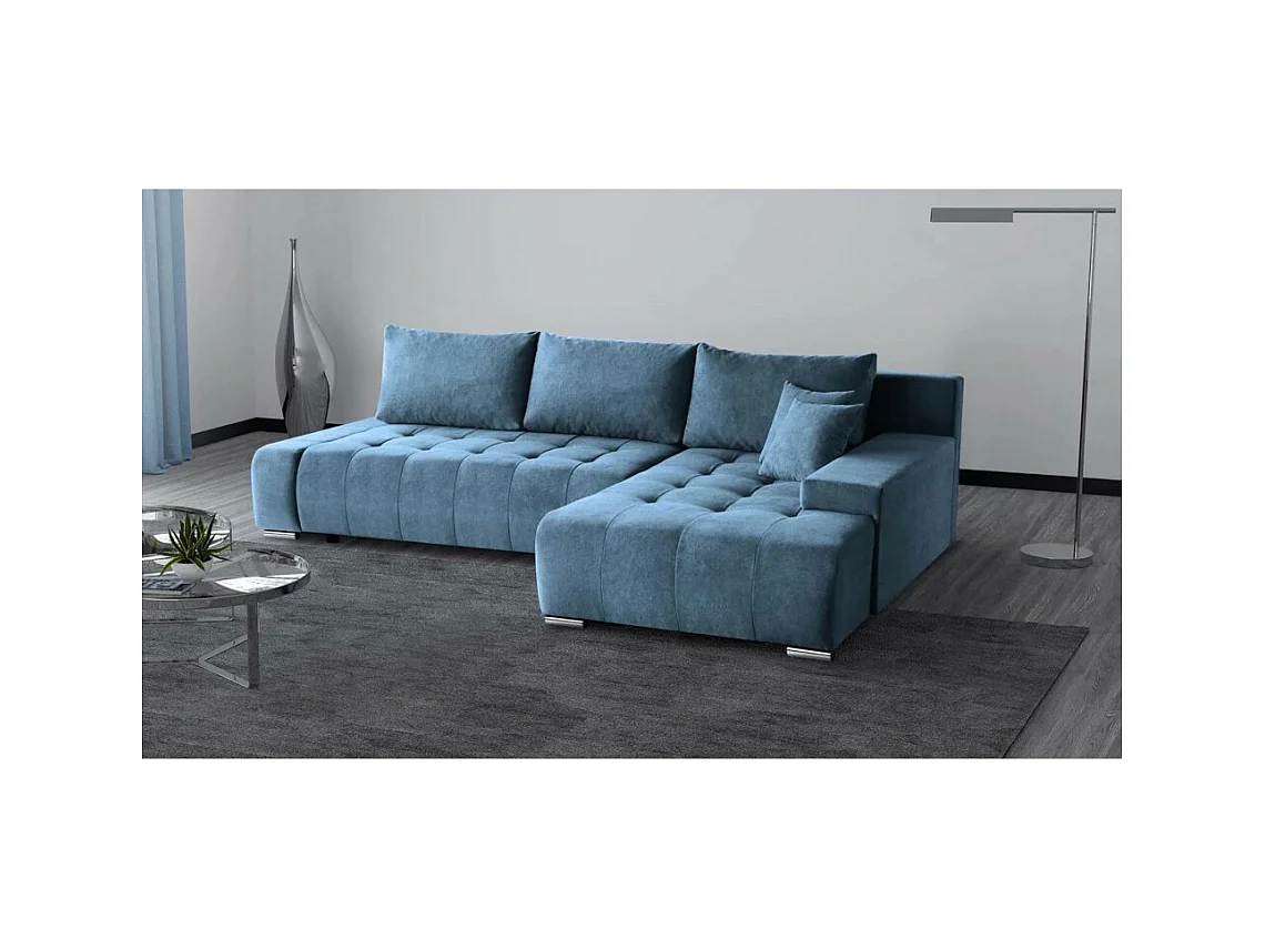 Canapé-lit ECKSCHLAFSOFA Draco L bleu
