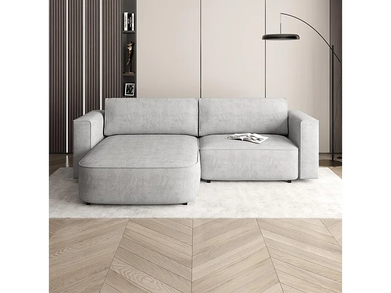 Canapé-lit ECKSCHLAFSOFA Carlos gris clair