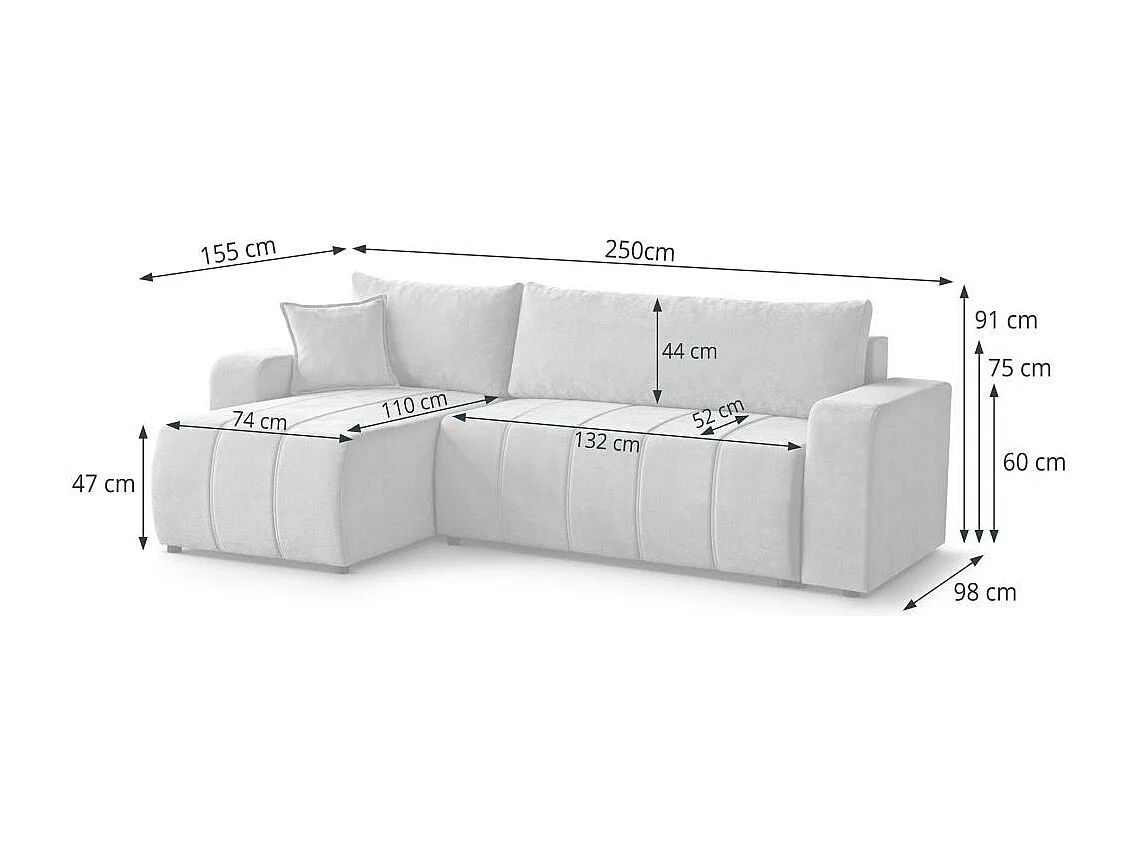 Canapé-lit ECKSCHLAFSOFA Mori gris clair