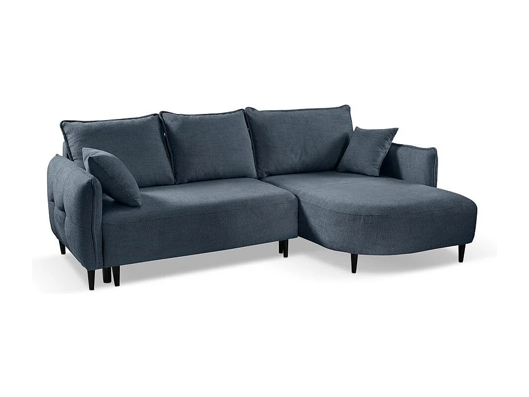 Canapé-lit ECKSCHLAFSOFA Sycylia droit bleu foncé