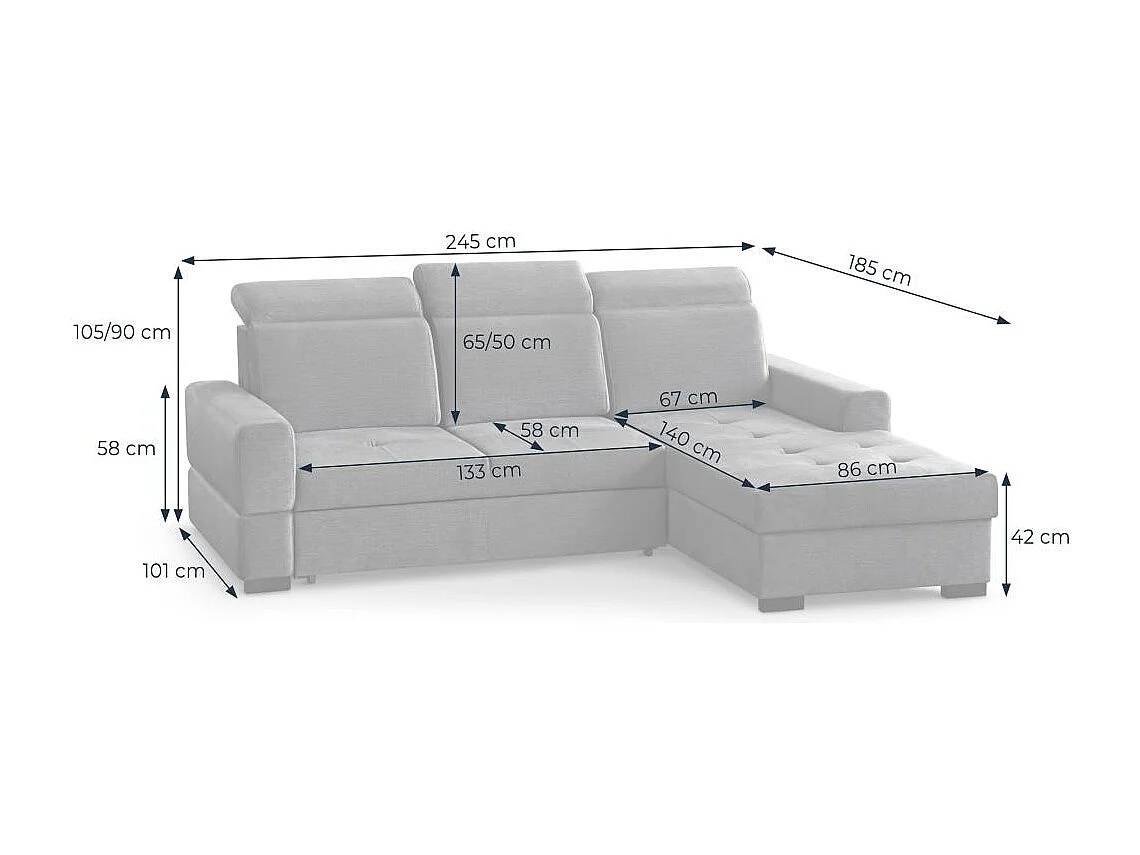 Hoekslaapbank Alex Mini grijs rechts