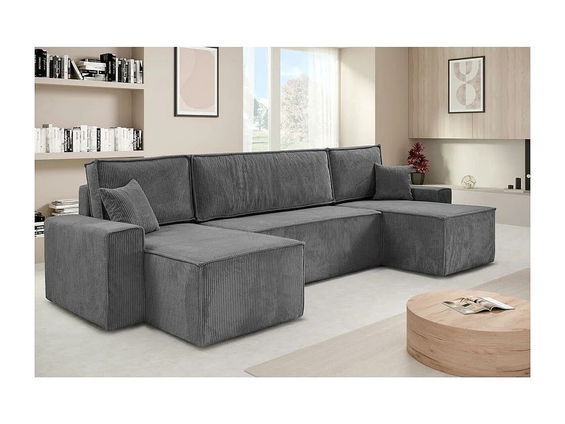 CANAPE Hektor U avec fonction sommeil gris