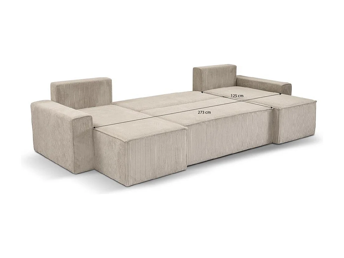 CANAPE Hektor U avec fonction sommeil gris