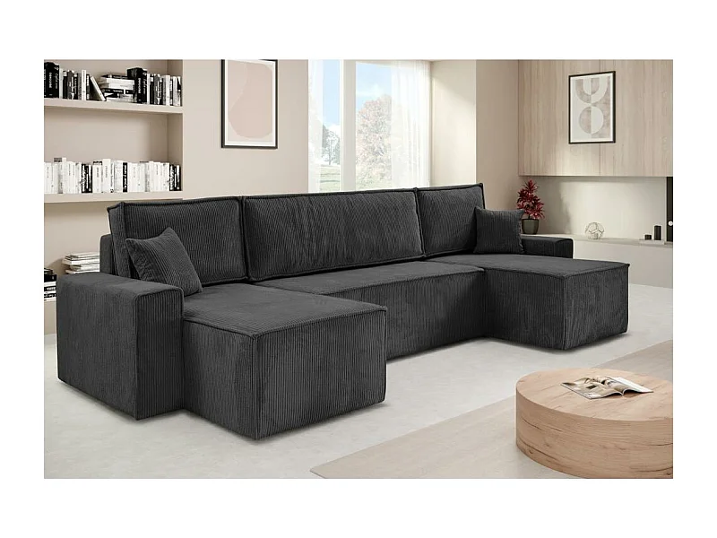 WOHNLANDSCHAFT Hektor U mit Schlaffunktion dunkelgrau