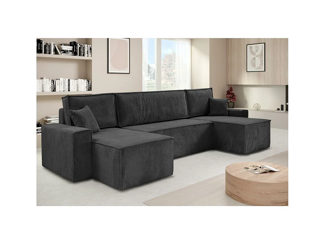 MEUBLE CANAPE Hektor U avec fonction sommeil gris foncé