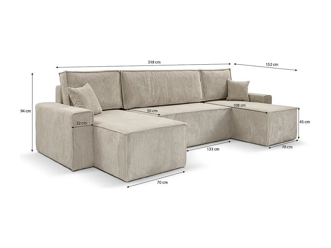 MEUBLE CANAPE Hektor U avec fonction sommeil gris foncé