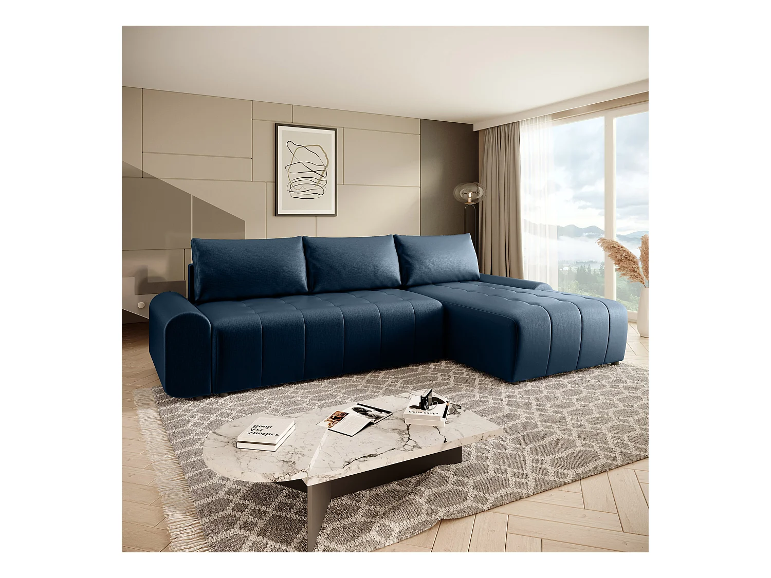 ECKSCHLAFSOFA Costa L Dunkelblau rechts