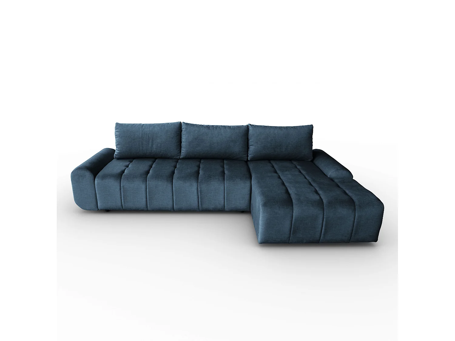 Ecksofa Costa L - mit Schlaffunktion & Bettkasten – Stoff Vogue in Blau, Ottomane rechts