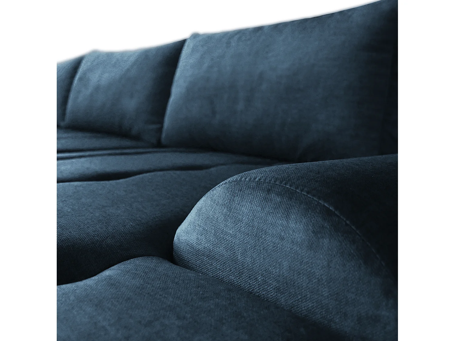 Ecksofa Costa L - mit Schlaffunktion & Bettkasten – Stoff Vogue in Blau, Ottomane rechts