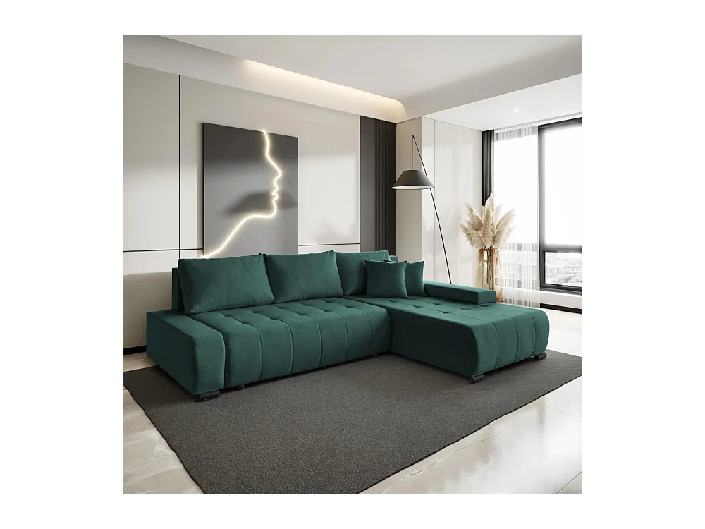Canapé-lit ECKSCHLAFSOFA Draco L Vert