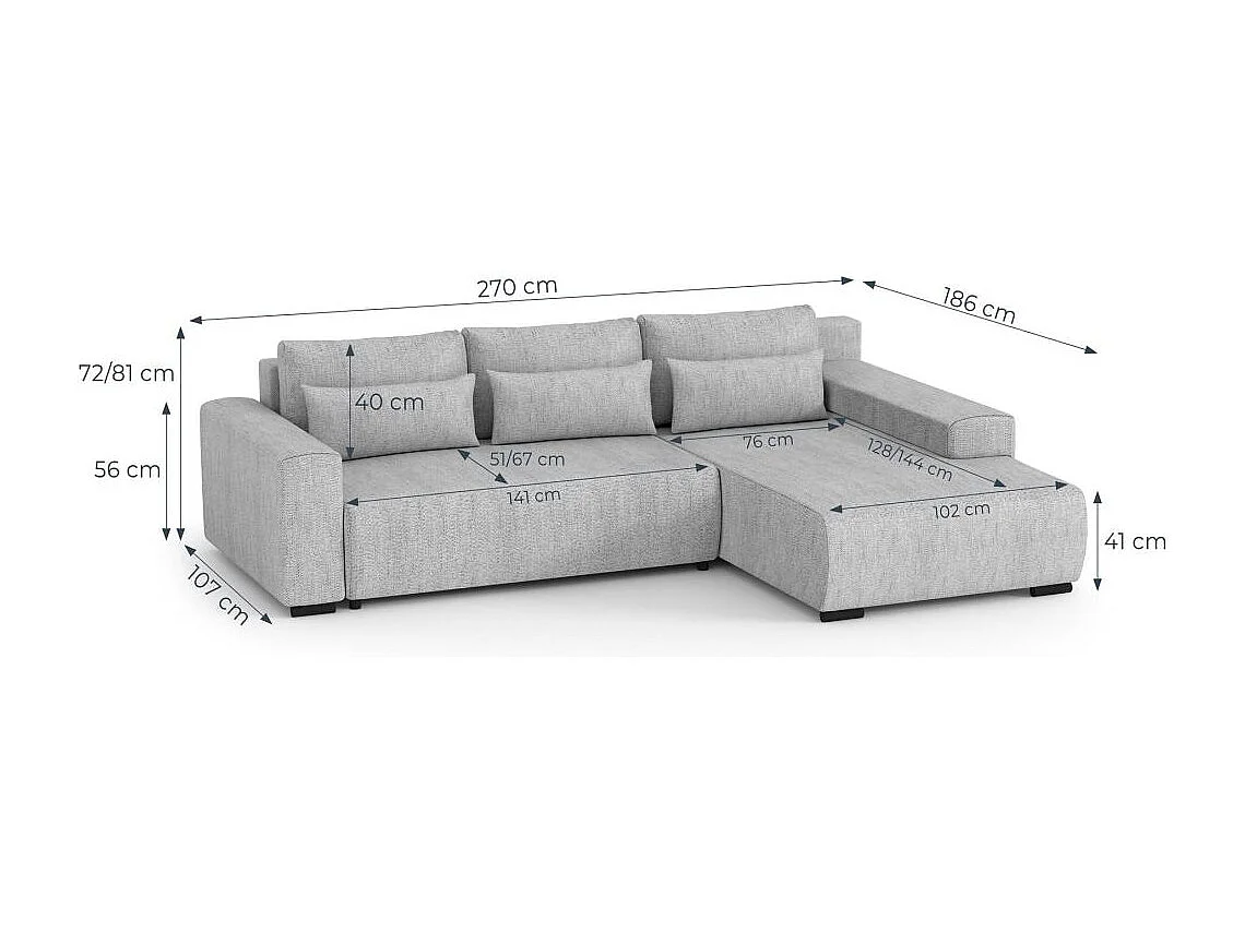 Hoekslaapbank Benny antraciet rechts