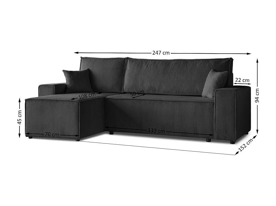 CANAPE AVEC FONCTION LIT Hektor gris foncé