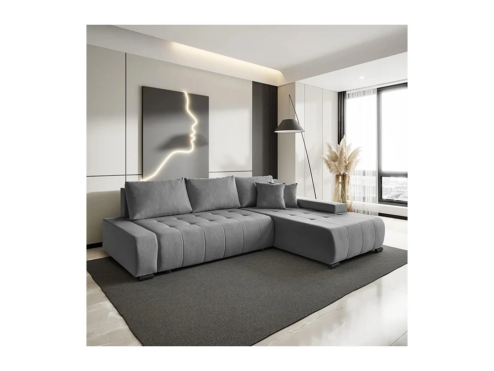 Canapé-lit ECKSCHLAFSOFA Draco L Gris