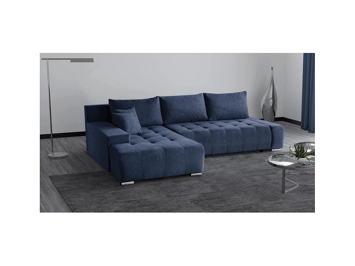 Canapé-lit ECKSCHLAFSOFA Draco L bleu foncé