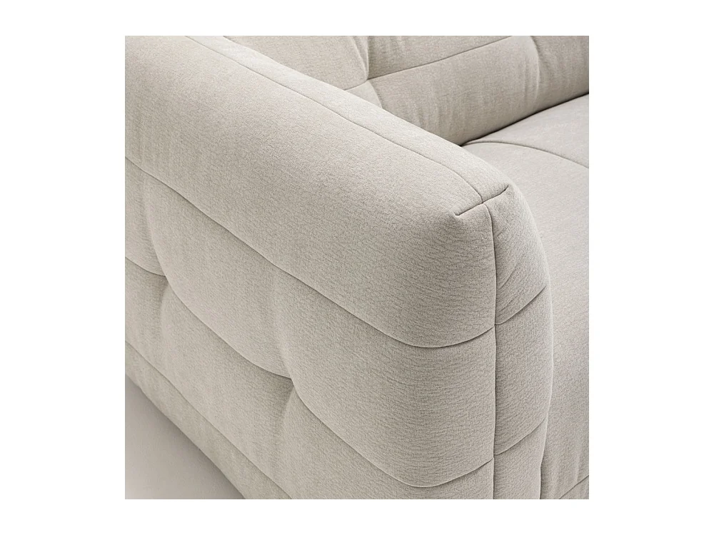 Naos - Canapé droit 3 places en tissu à effet capitonné - Naturel