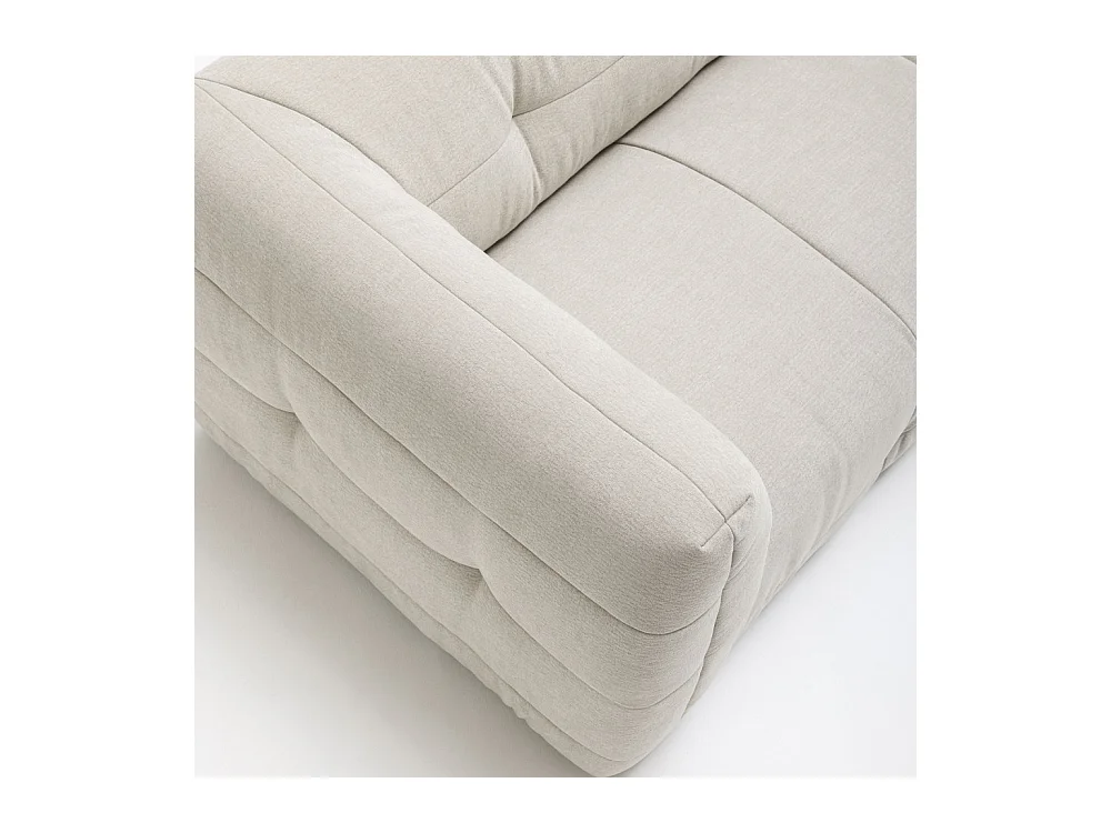 Naos - Canapé droit 3 places en tissu à effet capitonné - Naturel