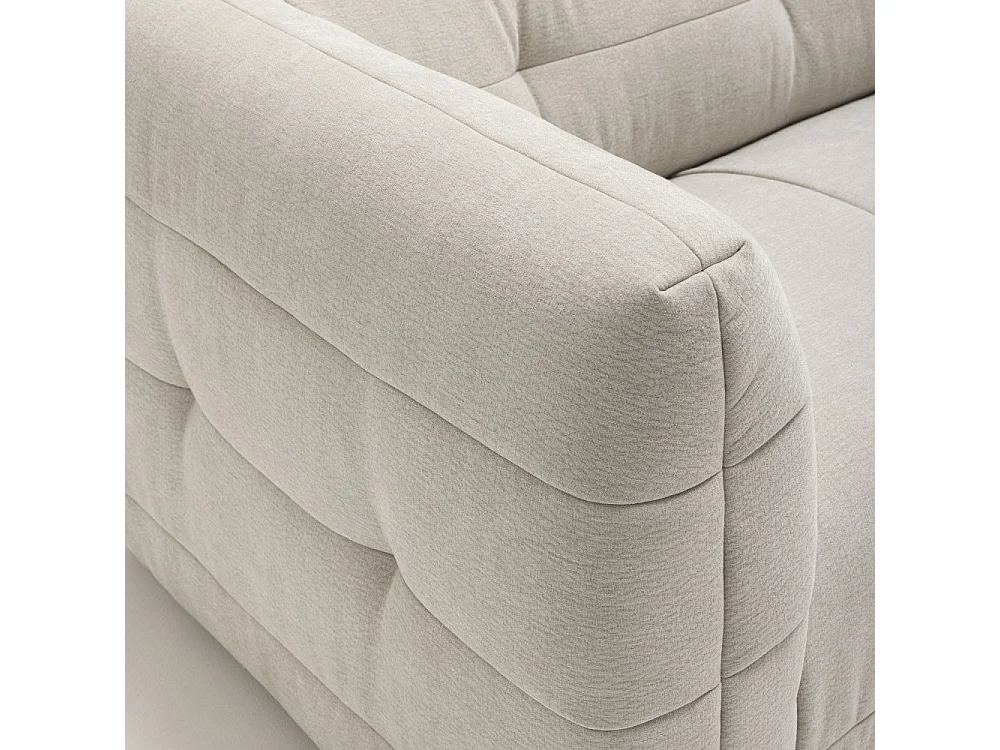 Naos - Canapé droit 3 places en tissu à effet capitonné - Naturel