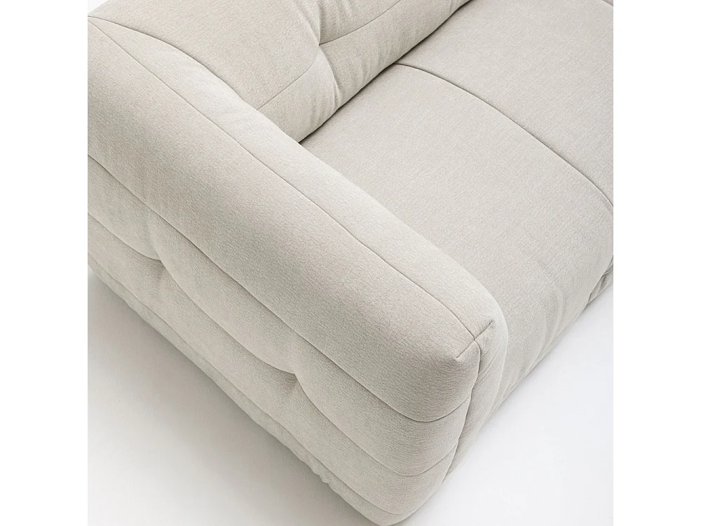 Naos - Canapé droit 3 places en tissu à effet capitonné - Naturel