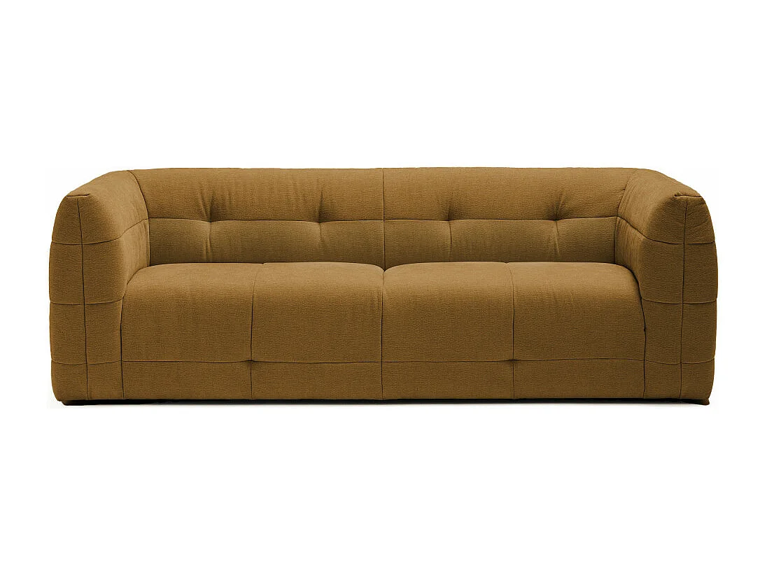 Naos - Canapé droit 3 places en tissu à effet capitonné - Bronze