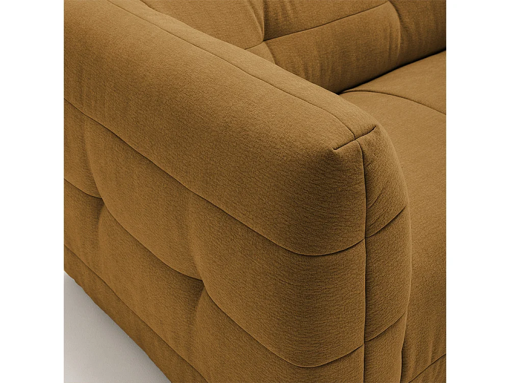 Naos - Canapé droit 3 places en tissu à effet capitonné - Bronze