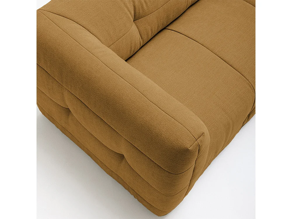 Naos - Canapé droit 3 places en tissu à effet capitonné - Bronze