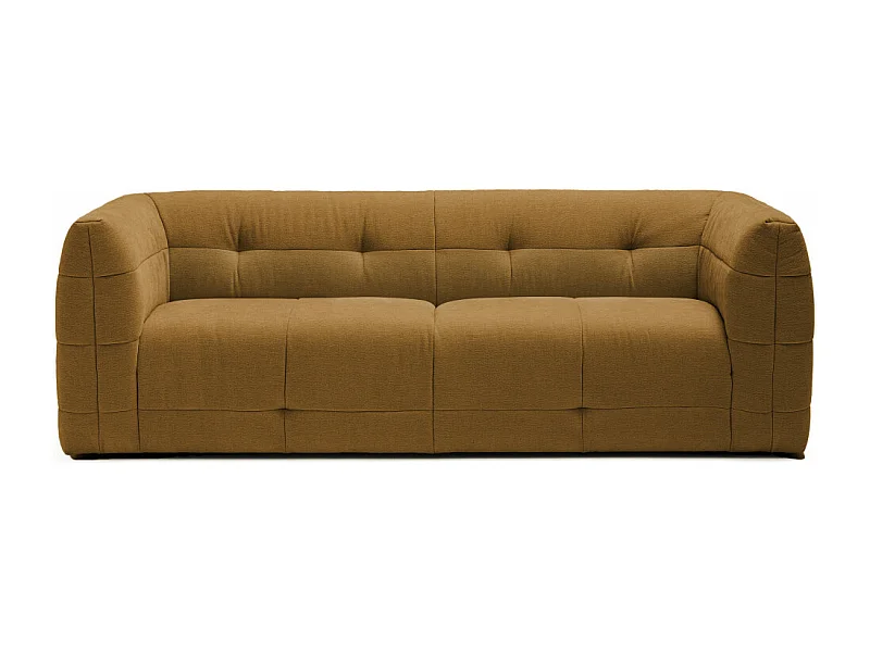 Naos - Canapé droit 3 places en tissu à effet capitonné - Bronze