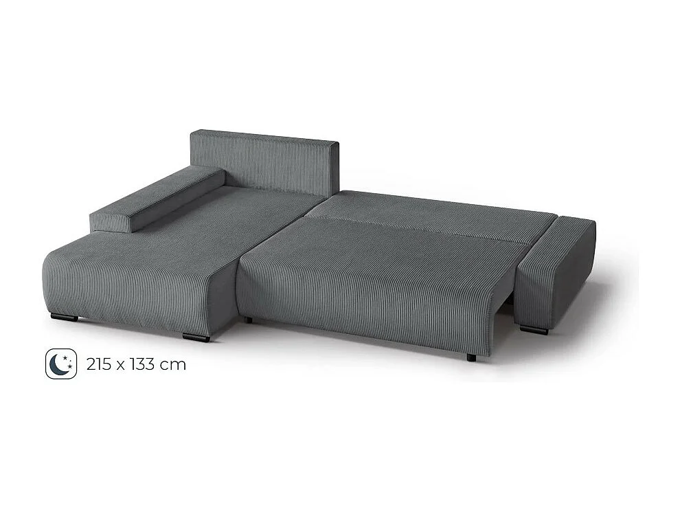 Canapé-lit ECKSCHLAFSOFA Draco L Gris