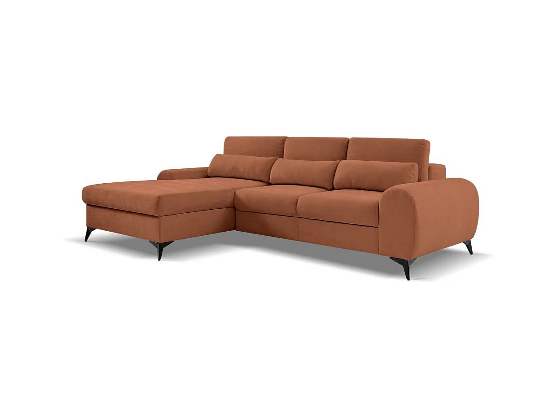 ECKSCHLAFSOFA Milan Rot mit Metallbeine links