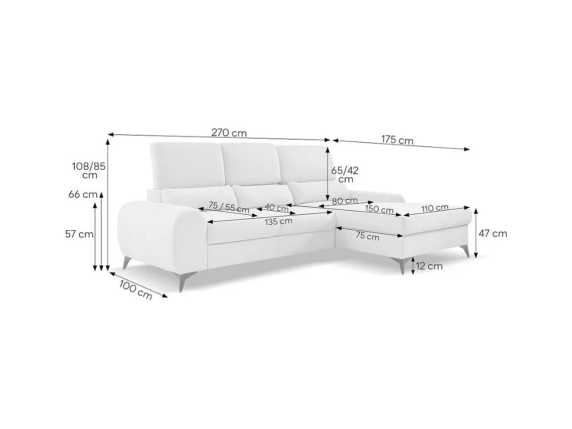 ECKSCHLAFSOFA Milan Rot mit Metallbeine links