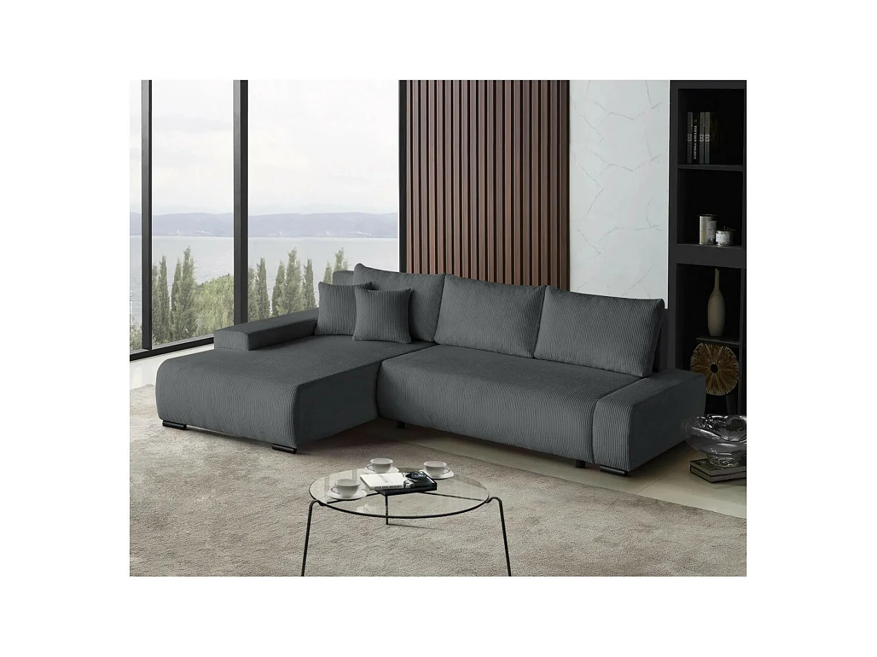 Canapé-lit ECKSCHLAFSOFA Draco L gris foncé