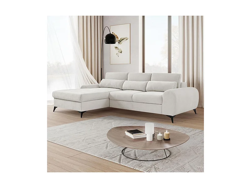 ECKSCHLAFSOFA Milan Beige mit Metallbeine links