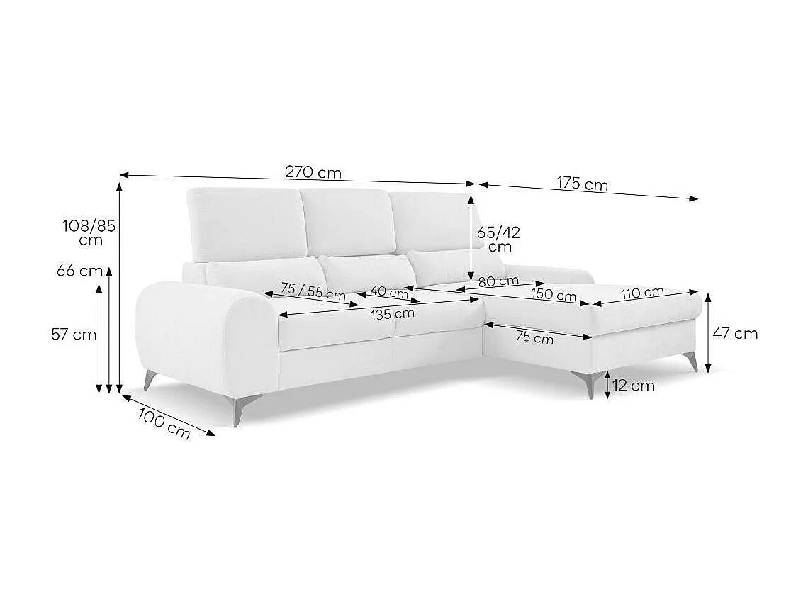 CANAPE FAUTEUIL Milan beige avec pieds métal à gauche