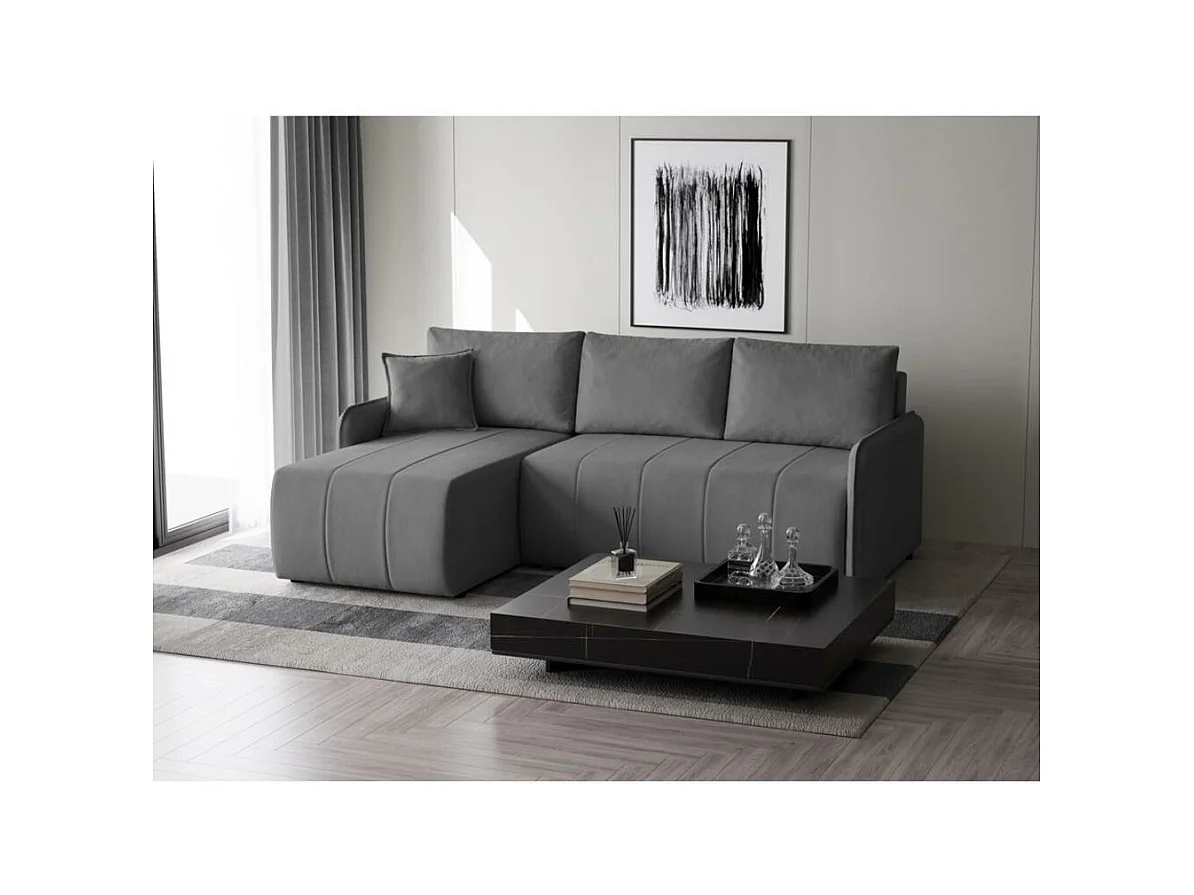 Canapé-lit ECKSCHLAFSOFA Capri gris foncé