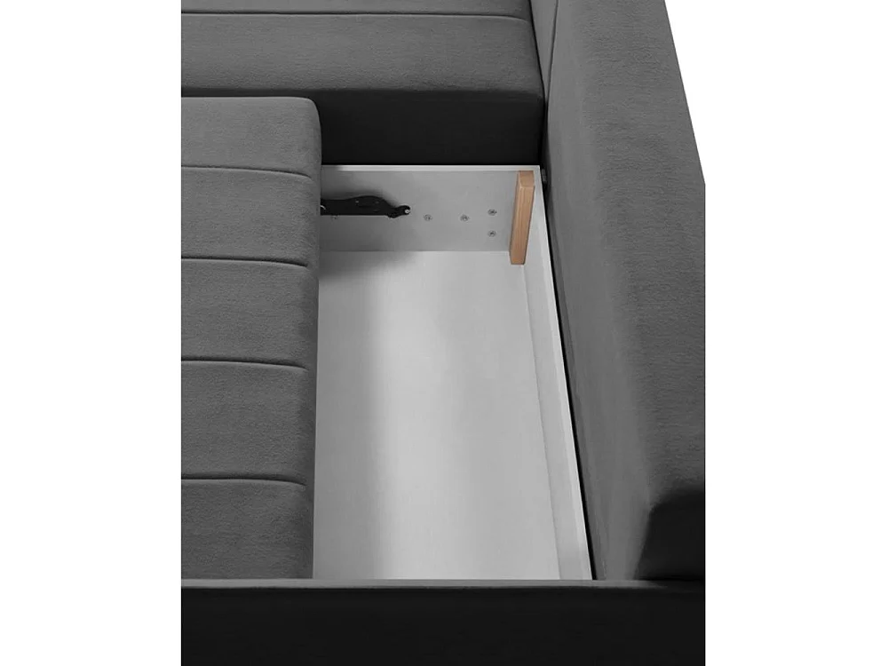 Canapé d'angle convertible 4 places en tissu gris foncé