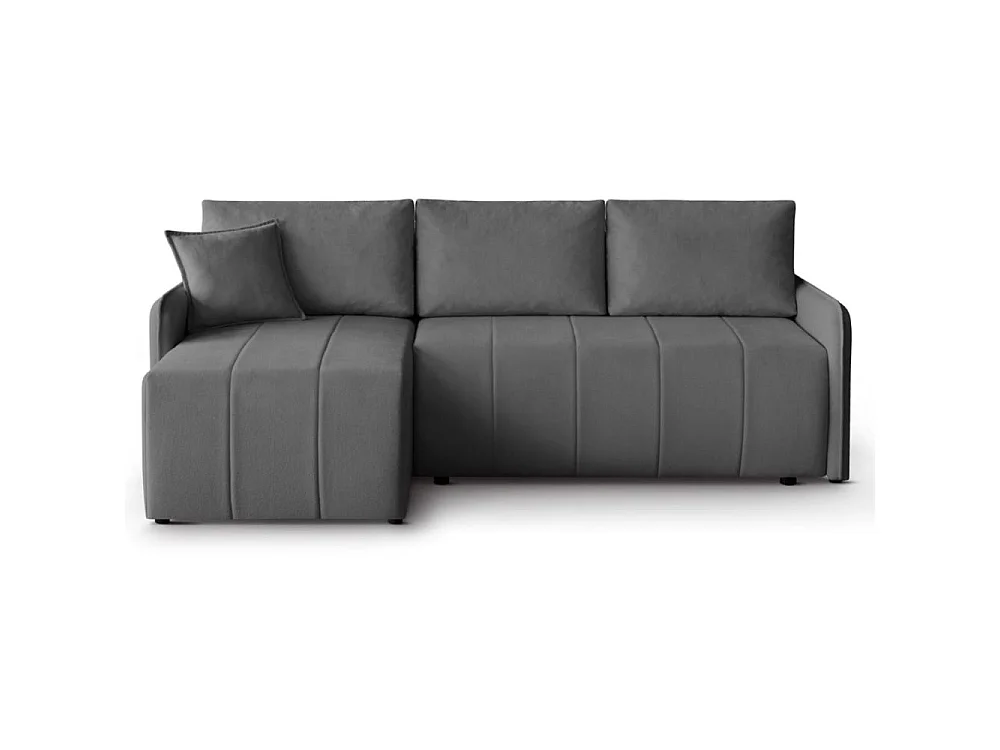 Canapé d'angle convertible 4 places en tissu gris foncé