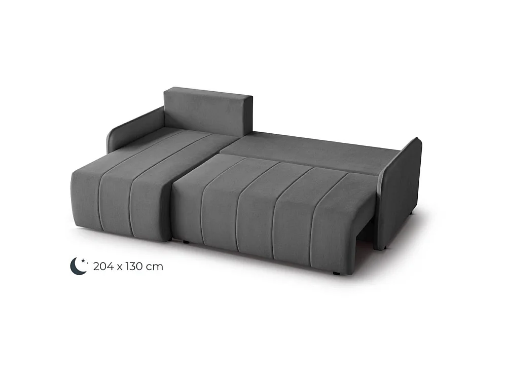 Canapé d'angle convertible 4 places en tissu gris foncé