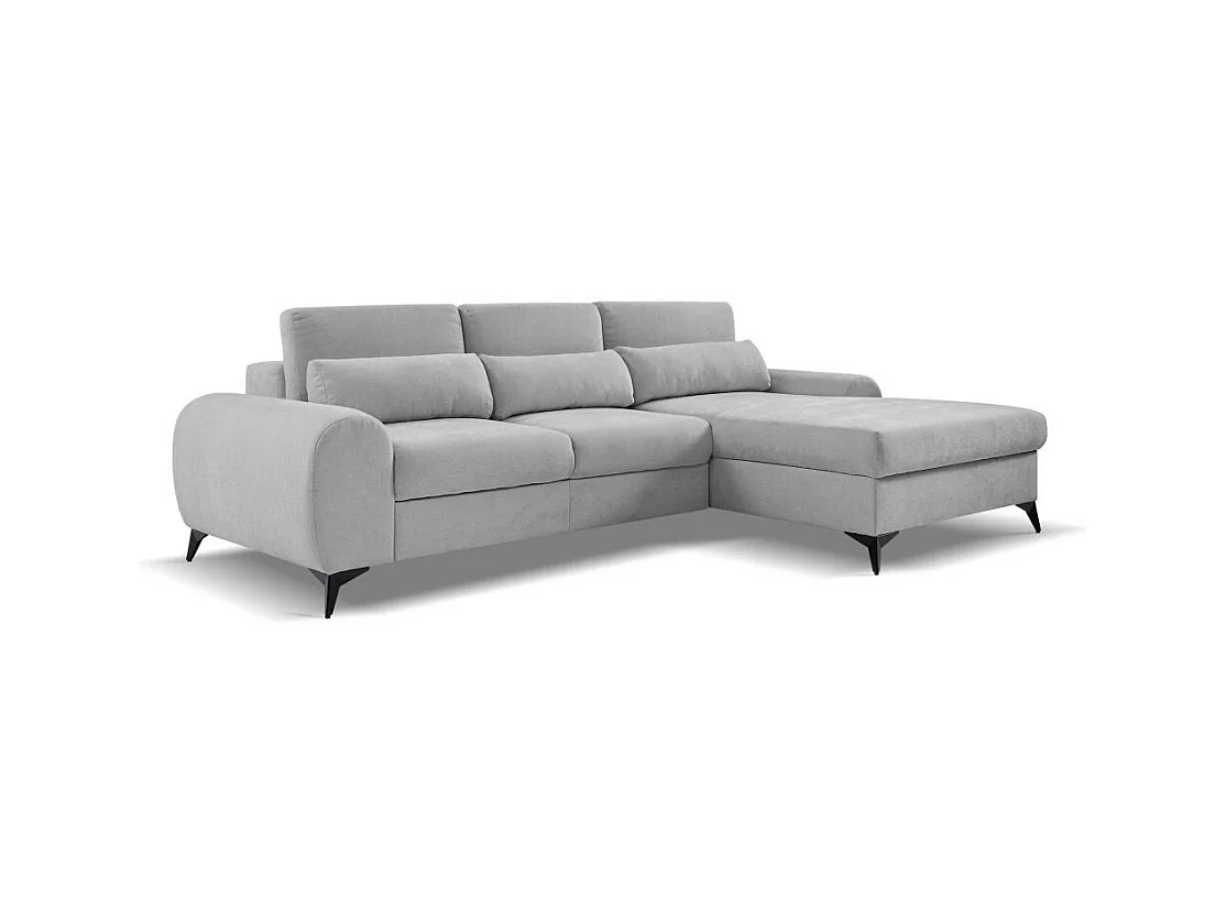 CANAPE-CHAISIER Milan gris clair avec pieds métalliques à droite