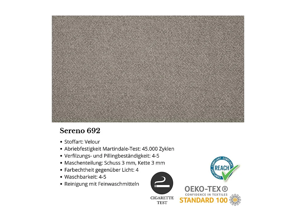 CANAPE-CHAISIER Milan gris clair avec pieds métalliques à droite