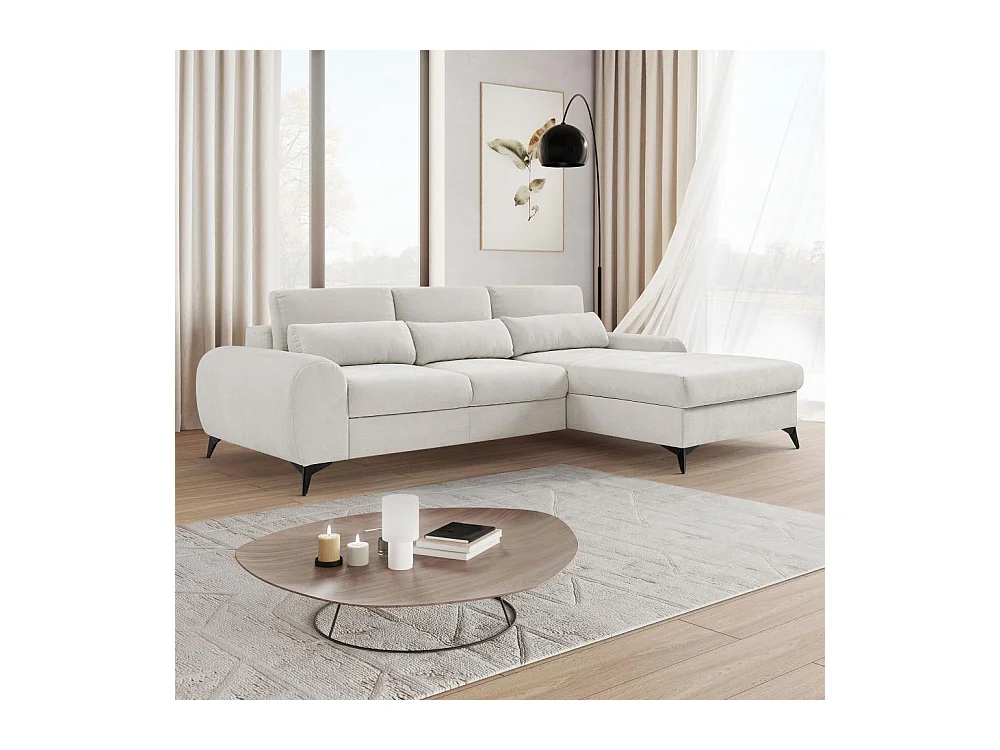 ECKSCHLAFSOFA Milan Hellgrau mit Metallbeine rechts