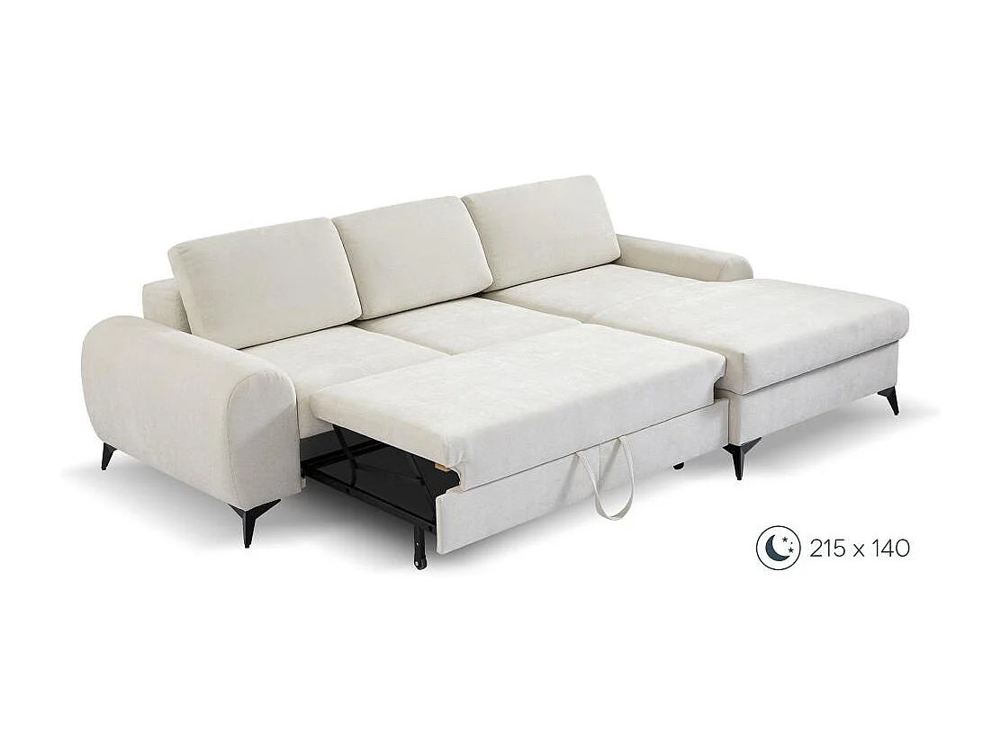 ECKSCHLAFSOFA Milan Hellgrau mit Metallbeine rechts