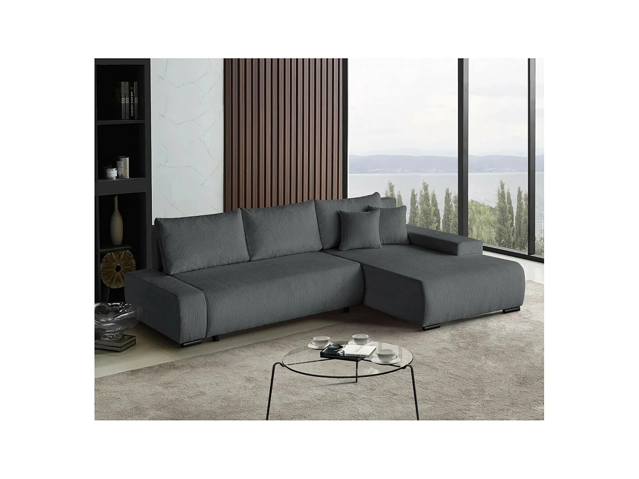 Canapé-lit ECKSCHLAFSOFA Draco L gris foncé