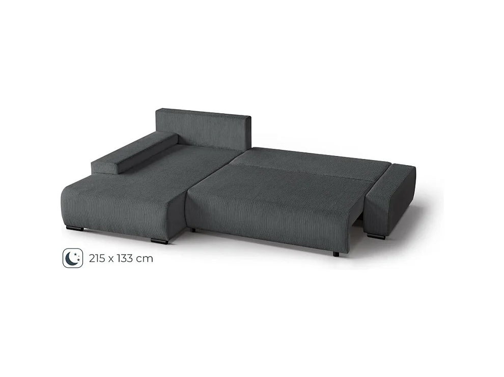 Canapé-lit ECKSCHLAFSOFA Draco L gris foncé