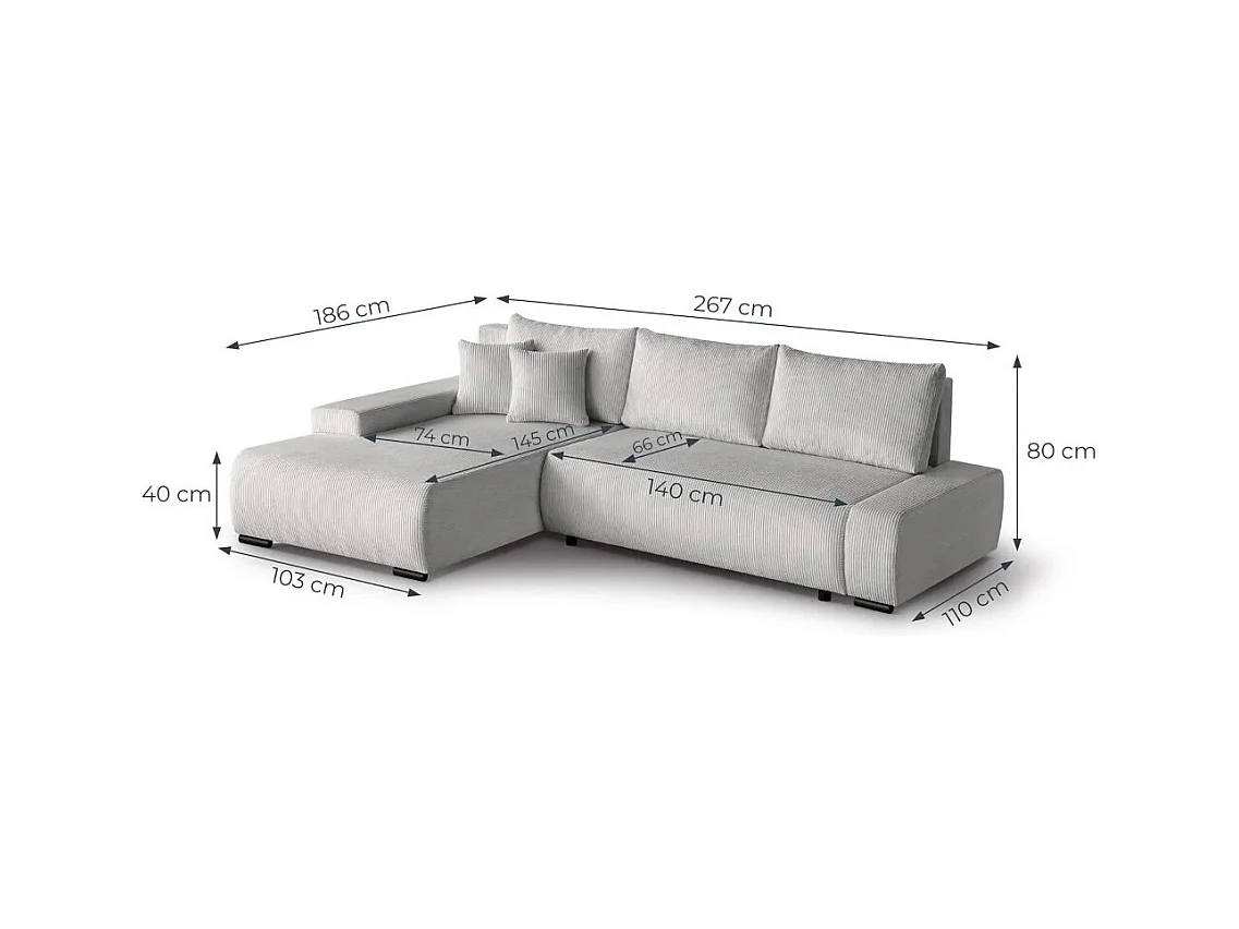 Canapé-lit ECKSCHLAFSOFA Draco L gris foncé