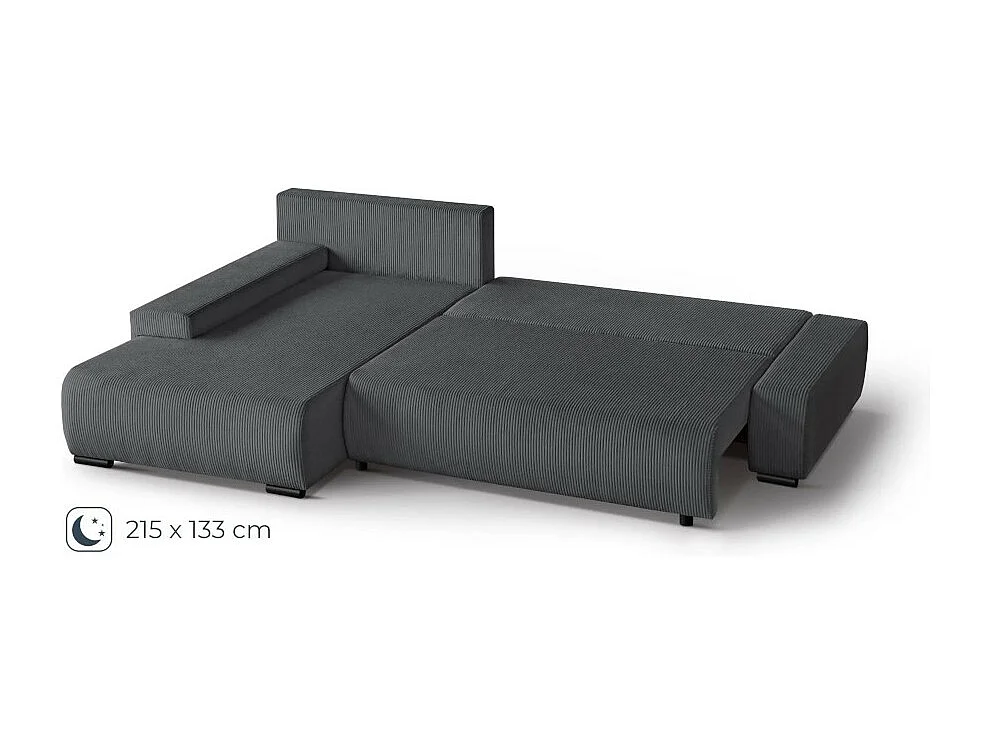 Canapé-lit ECKSCHLAFSOFA Draco L gris foncé