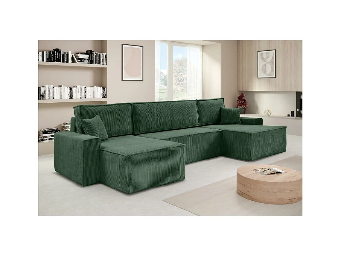 CANAPE Hektor U avec fonction sommeil vert