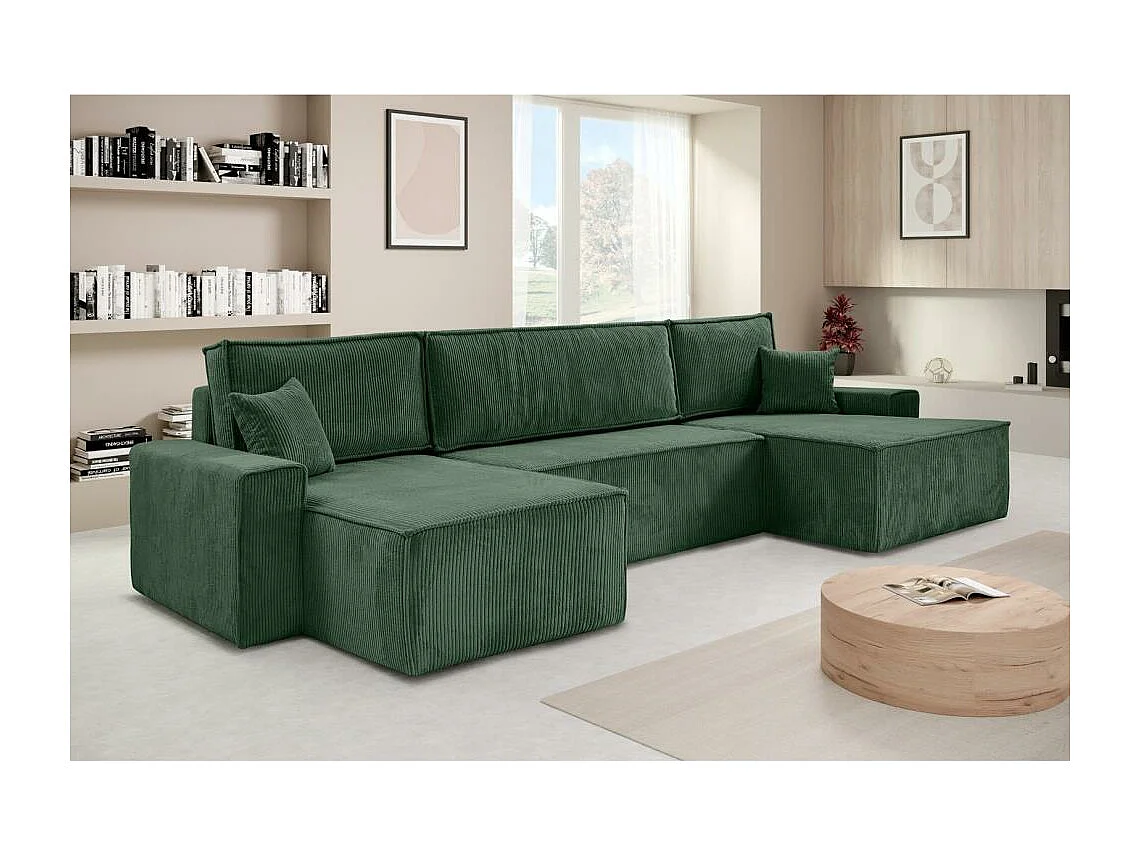 CANAPE Hektor U avec fonction sommeil vert